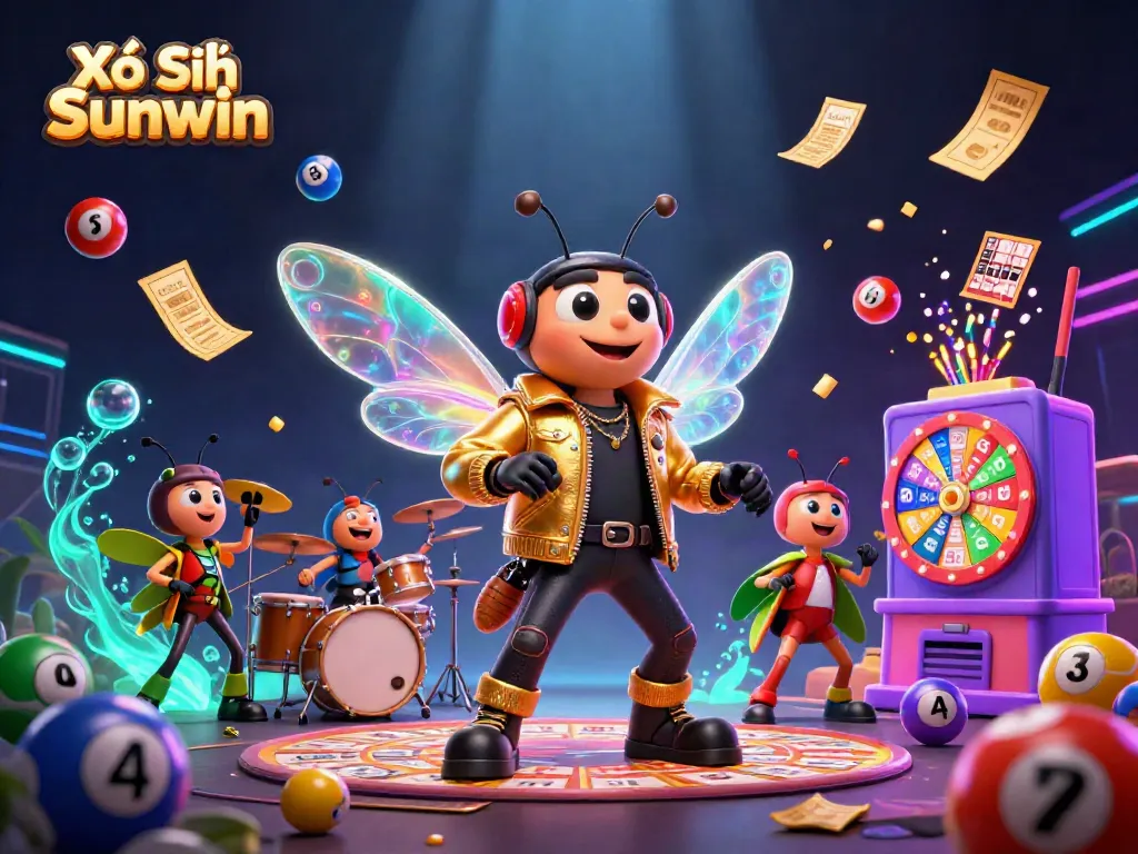 Experience thrilling excitement with Xổ Số Sunwin as colorful lottery balls bounce joyfully in this dynamic casino scene.