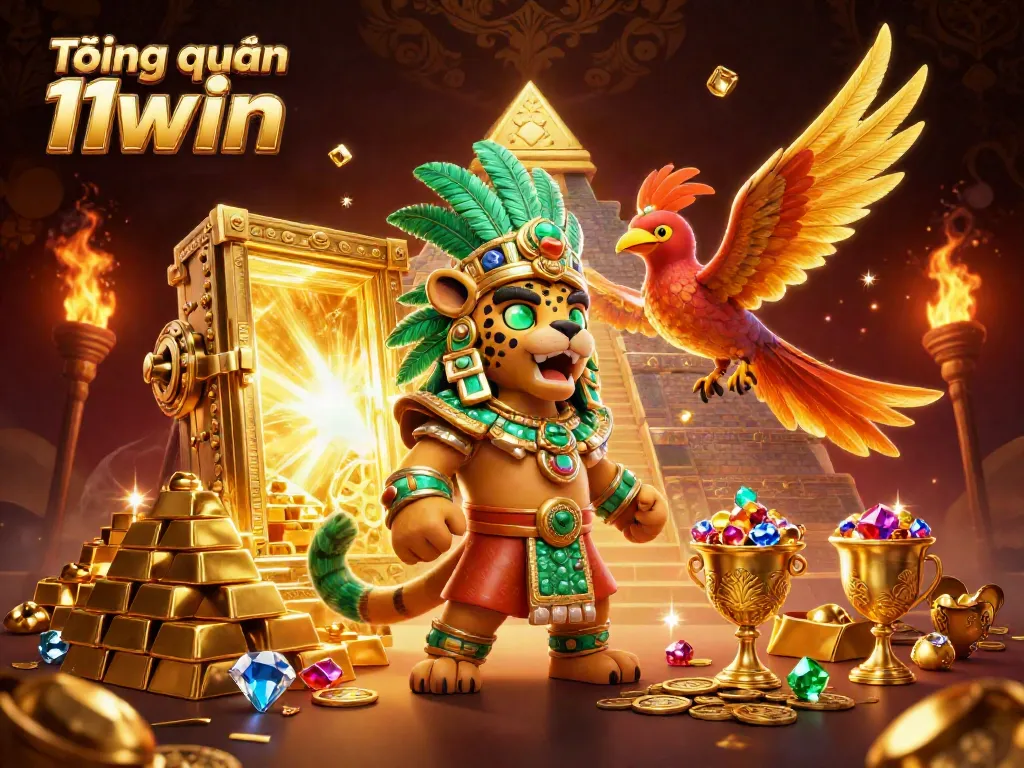 Tổng quan 11win showcases a vibrant casino scene with mystical elements and treasure, highlighting its engaging offerings.