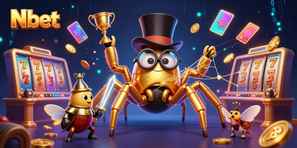 Experience the excitement of Nbet with a vibrant 3D illustration featuring dynamic casino elements and enchanted characters.