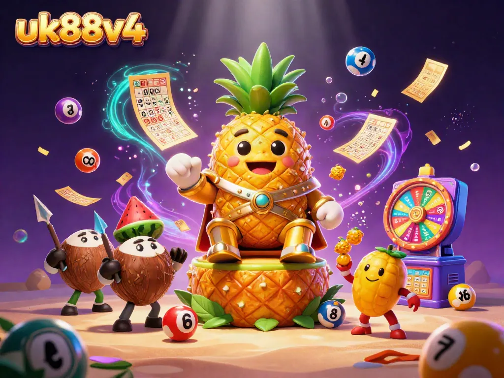 Experience the vibrant world of uk88v4 with a lively casino scene featuring unique characters and dynamic betting elements.