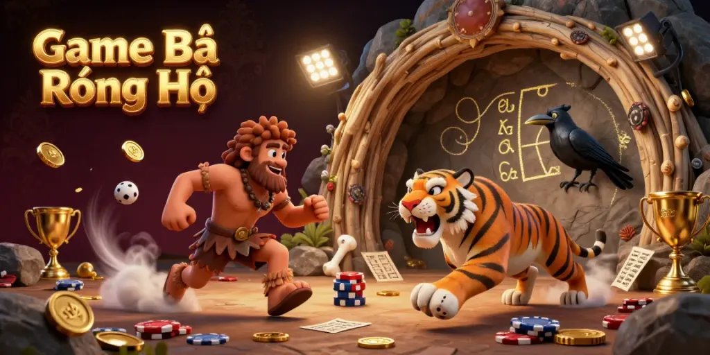 Experience the thrilling Game Bài Rồng Hổ with vibrant elements in an energetic casino scene.