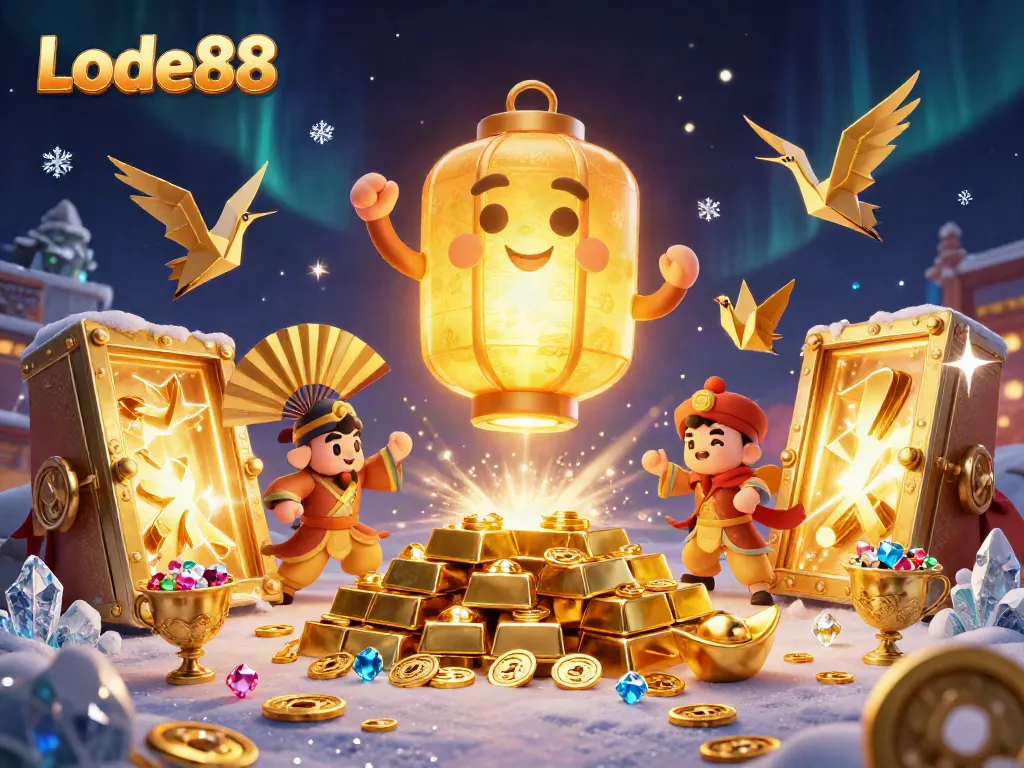 Experience thrilling gameplay at Lode88, represented by vibrant 3D casino elements and joyous characters.